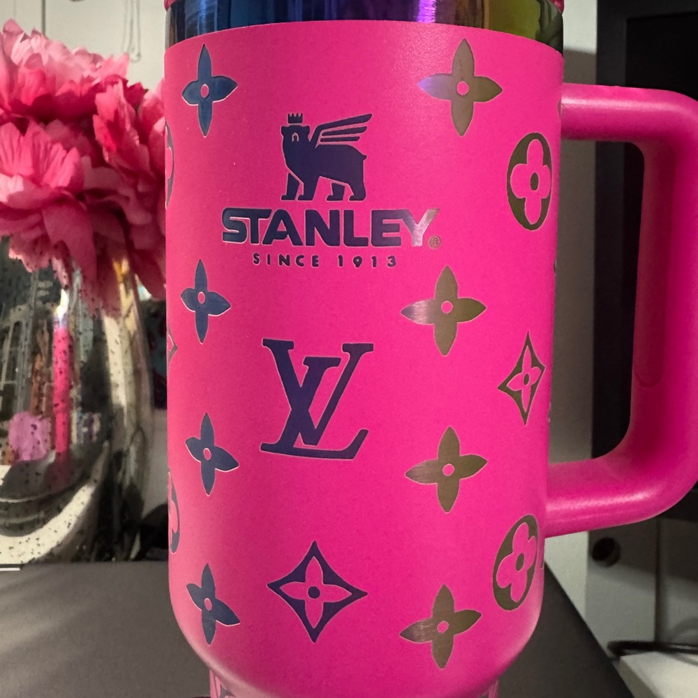 Stanley Pink Tumbler with Gold Accents LV design NEW - Picture 2 of 9